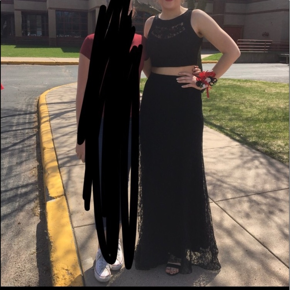 Black two piece prom dress